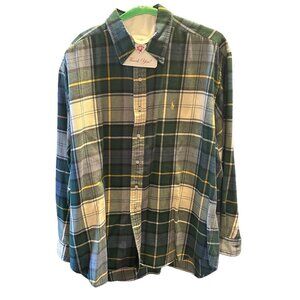 Vintage 90s Polo Ralph Lauren Blue Label Mens XL Blaire Heavy Flannel L/S Plaid